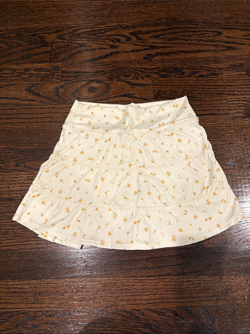 Light Cream skort with Yellow Floral Print